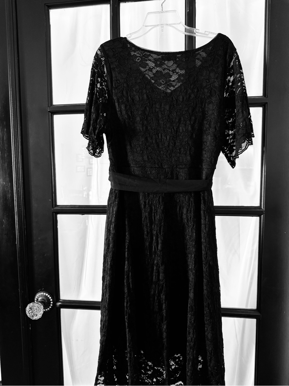 Pinup Couture Black Lace Midi Dress with Belt
